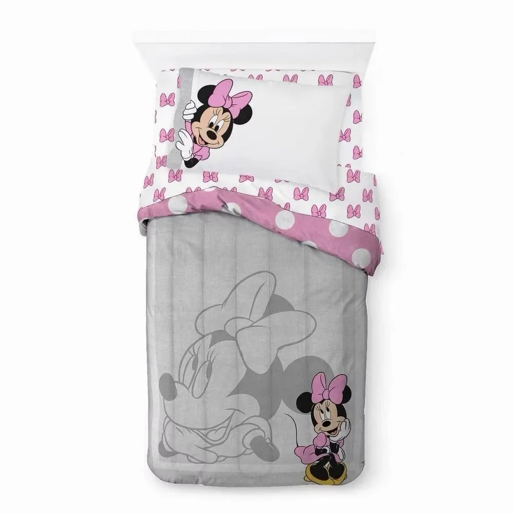Disney Minnie Mouse Twin Comforter Pink Polka Dot Bedding Set